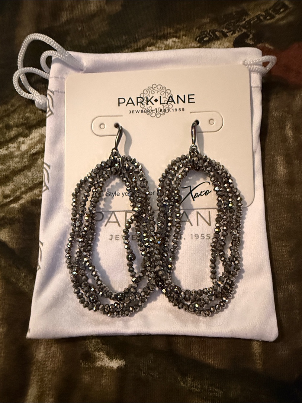 Park Lane Gunmetal Multi-Strand Beaded Drop Earrings